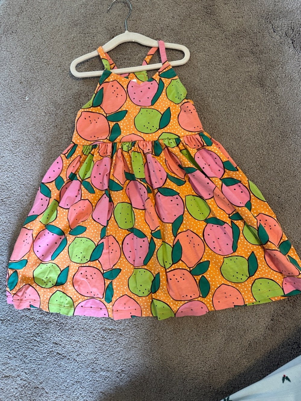 Tea Collection Girls' Peach Print Halter Dress - Orange, Pink & Green